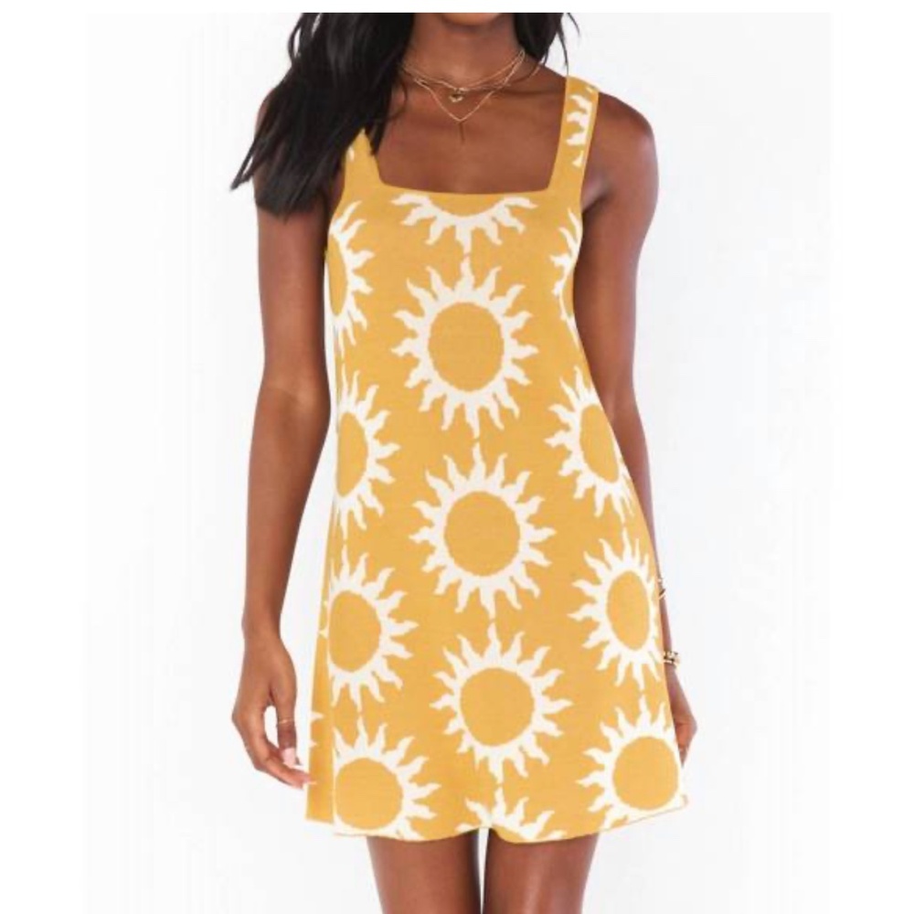 Show Me Your Mumu Mellow Mini Dress in Paradise Sun Knit Yellow Size Medium